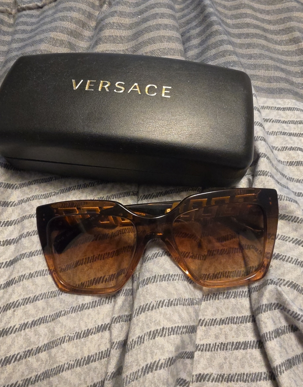 Versace Women’s Brown Gradient Tortoiseshell Oversized Sunglasses